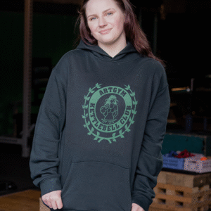 pine hood stamped kettlebell club logo